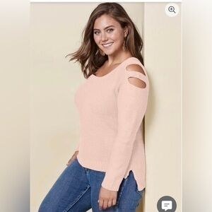 Venus Long Sleeve Cutout Sweater - Womens Size XL - Blush Pink